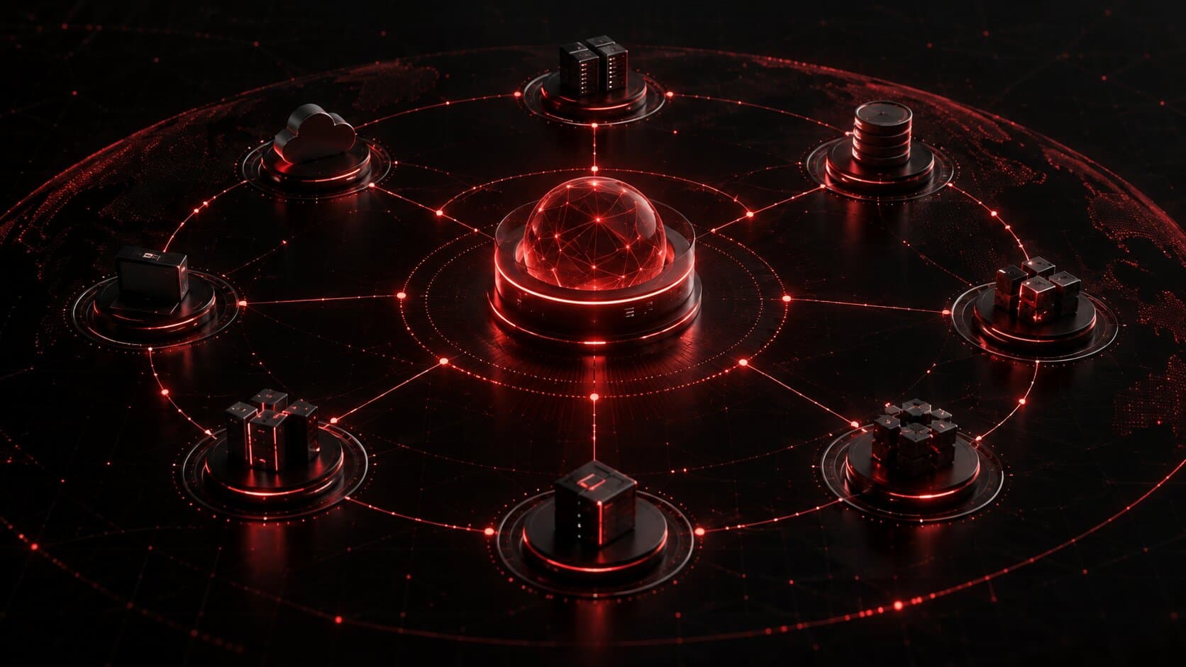 Constellation of enterprise platform nodes around a secure core